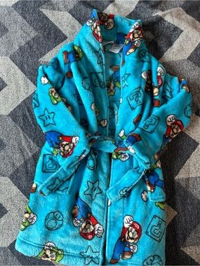 Blue Super Mario Kids Plush Robe